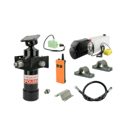 Savivarčio priekabos hidraulika. Vertimo komplektas: 12 V maitinimo šaltinis su belaidžiu valdymu + 700 eigų pavara, keliamoji g