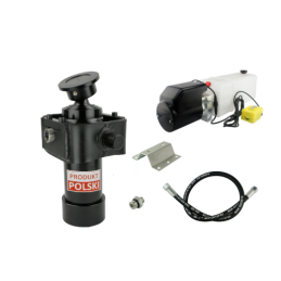 Savivarčio priekabos hidraulika. Vertimo komplektas: 24 V maitinimo šaltinis + 910 eigų pavara, keliamoji galia iki 7 tonų