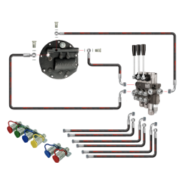 3 sekcijų hidraulinis skirstytuvas su plūduriuojančia sekcija, komplektuojamas su sustiprintu siurbliu ir naujo tipo dangteliu s