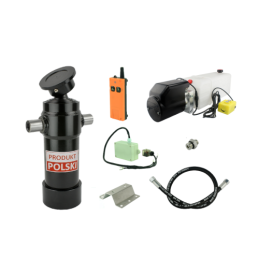 Savivarčio priekabos hidraulika. Vertimo komplektas: 12 V maitinimo šaltinis su belaidžiu valdymu + 910 eigų pavara, keliamoji g