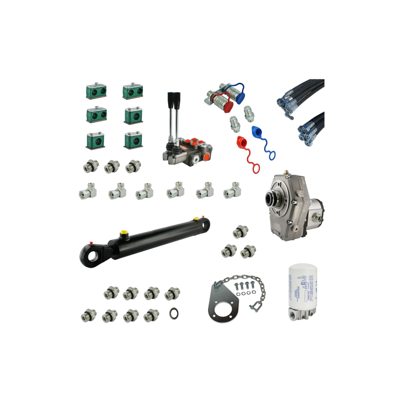 Pilna hidraulika Tur Zetor 5211 - 7211 krautuvui, skirstytuvas + pavara su siurbliu + kaušo cilindras + žarnos + komponentai