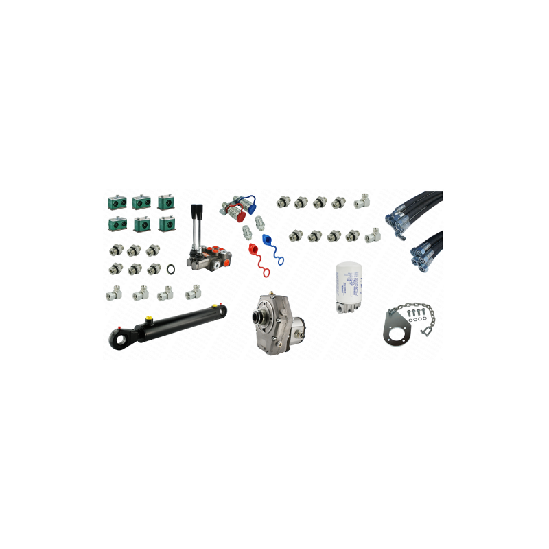 Pilna hidraulika Tur Zetor 5211 - 7211 krautuvui, skirstytuvas + du kėlimo cilindrai ir vienas kaušo cilindras + žarnos + kompon