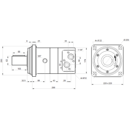 BM6 hidraulinis variklis su 63 mm velenu labai didelėms apkrovoms. Absorbcija: 800 cm3/aps., greitis: 200 aps./min.