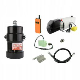 Savivarčio priekabos hidraulika. Vertimo komplektas: 12 V maitinimo šaltinis su belaidžiu valdymu + 750 eigų pavara, keliamoji g