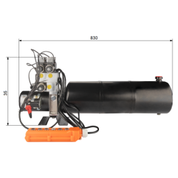 Pilnai sukomplektuotas mobilus hidraulinis agregatas 24V 2,2kW 2,5cm3 14L su trimis solenoidiniais vožtuvais
