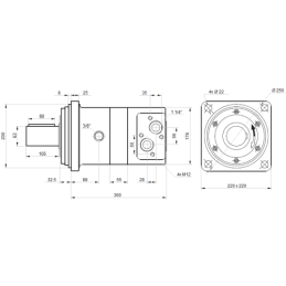 BM6 hidraulinis variklis su 63 mm velenu labai didelėms apkrovoms. Absorbcija: 1250 cm3/aps., greitis: 130 aps./min.