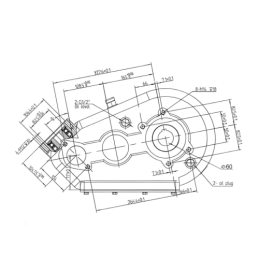 RT 500 pavarų dėžė barstytuvui, perdavimo skaičius 43,6:1