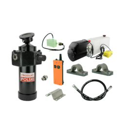 Savivarčio priekabos hidraulika. Vertimo komplektas: 12 V maitinimo šaltinis su belaidžiu valdymu + 1432 eigų pavara, keliamoji 