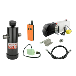 Savivarčio priekabos hidraulika. Vertimo komplektas: 24 V maitinimo šaltinis su belaidžiu valdymu + pavara, kurios eiga 1237, ke