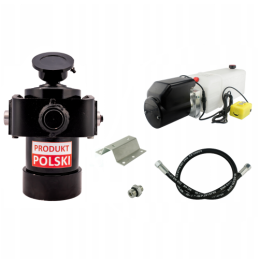 Savivarčio priekabos hidraulika. Vertimo komplektas: 24 V maitinimo šaltinis + atraminė pavara, 1000 eigų, keliamoji galia iki 1