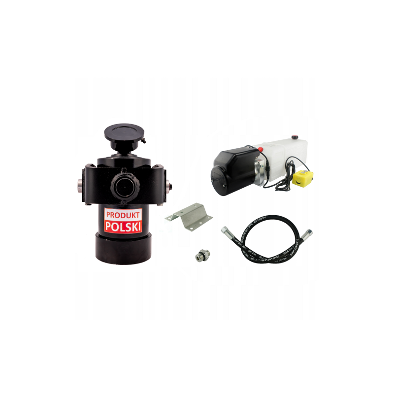 Savivarčio priekabos hidraulika. Vertimo komplektas: 24 V maitinimo šaltinis + atraminė pavara, 1000 eigų, keliamoji galia iki 1