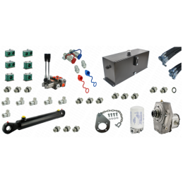 Pilna hidraulika Tur C-330 krautuvui, skirstytuvas + pavara su siurbliu + bakas + filtras + kaušo cilindras + žarnos + komponent