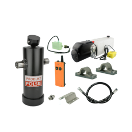 Savivarčio priekabos hidraulika. Vertimo komplektas: 24 V maitinimo šaltinis su belaidžiu valdymu + pavara, kurios eiga 1237, ke