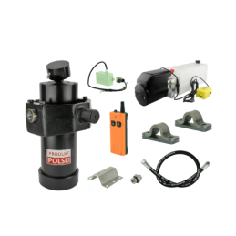 Savivarčio priekabos hidraulika. Vertimo komplektas: 12 V maitinimo šaltinis su belaidžiu valdymu + 1237 eigų pavara, keliamoji 