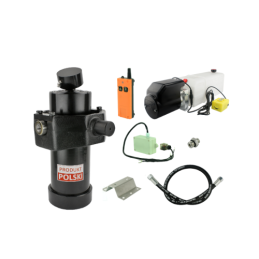 Savivarčio priekabos hidraulika. Vertimo komplektas: 12 V maitinimo šaltinis su belaidžiu valdymu + pavara, kurios eiga 1237, ke