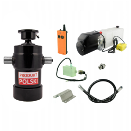 Savivarčio priekabos hidraulika. Vertimo komplektas: 12 V maitinimo šaltinis su belaidžiu valdymu + 1000 eigų pavara, keliamoji 