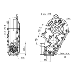 PMS(C) 25-40-5.5-0.036 hidraulinės pavarų dėžės komplektas betono maišyklėms. Pavarų dėžė betono maišymui statybinėse mašinose. 
