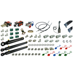 Pilna hidraulika Tur C-330 krautuvui, skirstytuvas + valdymo svirtis su trosais + solenoidinis vožtuvas + du kėlimo cilindrai ir