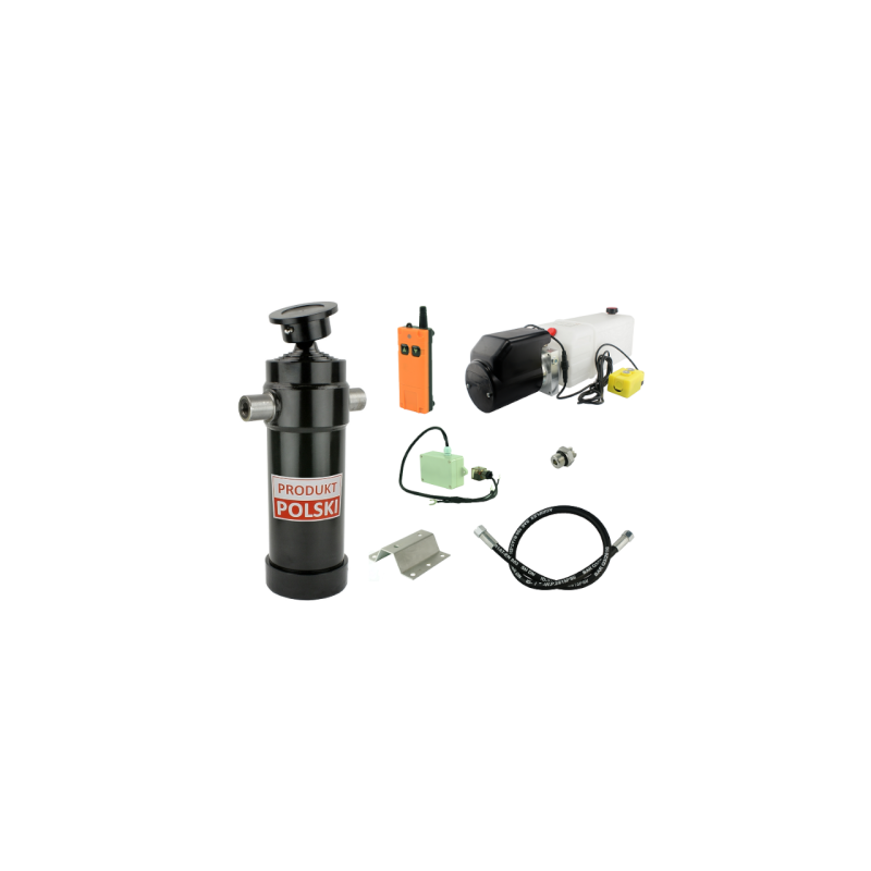 Savivarčio priekabos hidraulika. Vertimo komplektas: 12 V maitinimo šaltinis su belaidžiu valdymu + 1432 eigų pavara, keliamoji 