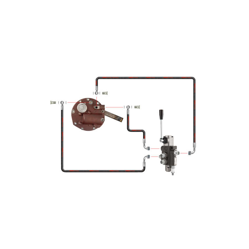 Novatoriška „Zetor 5211 7211“ hidraulinė sistema. 1 sekcijos hidraulinis skirstytuvas, pilnas siurblio dangtis su išorinio skirs