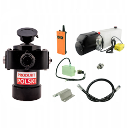 Savivarčio priekabos hidraulika. Vertimo komplektas: 24 V maitinimo šaltinis su belaidžiu valdymu + atramos pavara su 1000 eigų,