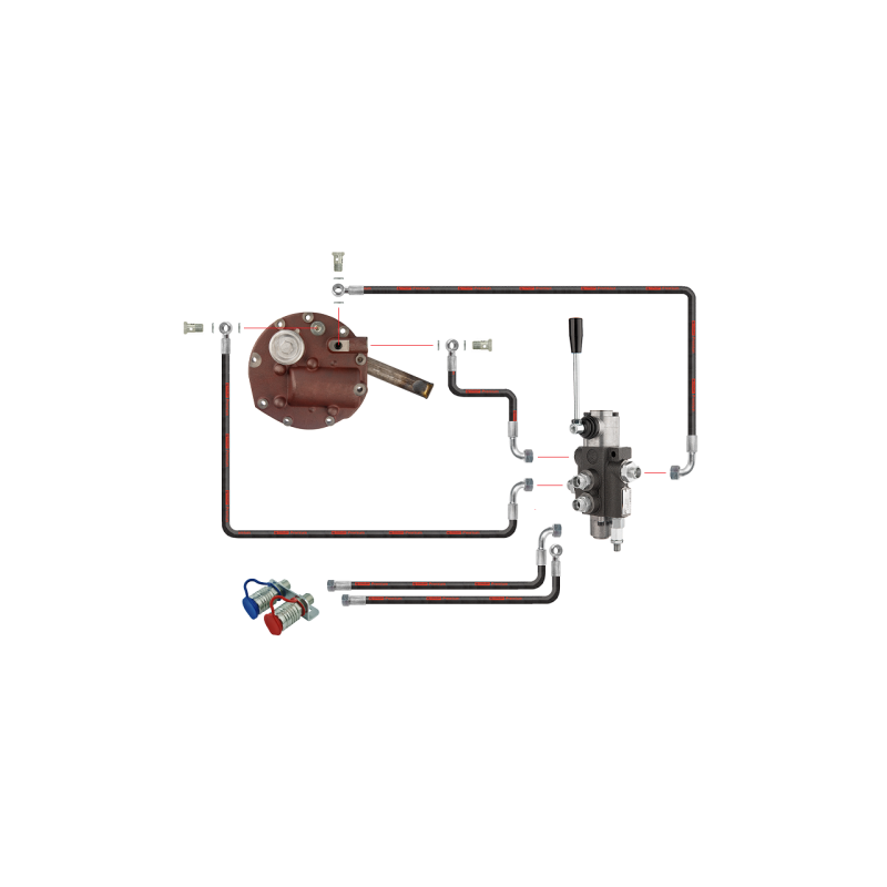 Novatoriška „Zetor 5211 7211“ hidraulinė sistema. 1 sekcijos hidraulinis skirstytuvas, pilnas siurblio dangtis su išorinio skirs