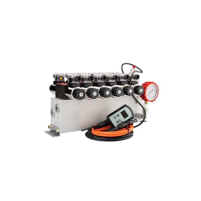 sekcijų 12 V hidraulinis skirstytuvo blokas, tipas Cetop 3 NG6, su proporcinio srauto reguliatoriumi, komplektuojamas su ARPWM p