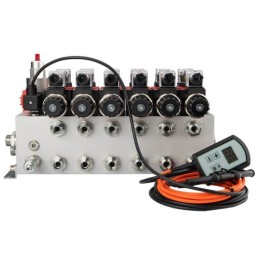 sekcijų 12 V hidraulinis skirstytuvo blokas, tipas Cetop 3 NG6, su proporcinio srauto reguliatoriumi, komplektuojamas su ARPWM p