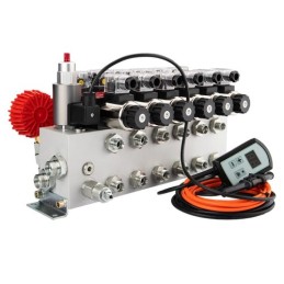 sekcijų 12 V hidraulinis skirstytuvo blokas, tipas Cetop 3 NG6, su proporcinio srauto reguliatoriumi, komplektuojamas su ARPWM p