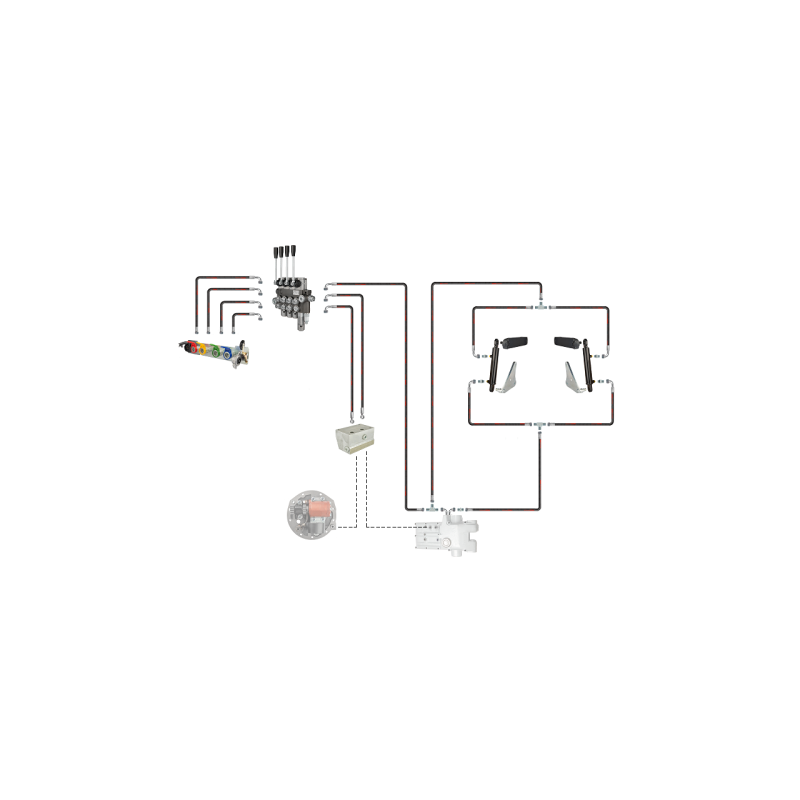 Hidrauliniai C-360 4 sek. skirstytuvo adapterio pakėlimo pagalbiniai cilindrai