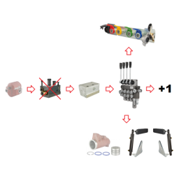 Hidrauliniai C-360 4 sek. skirstytuvo adapterio pakėlimo pagalbiniai cilindrai