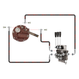 Novatoriška „Zetor 5211 7211“ hidraulinė sistema. 3 sekcijų hidraulinis skirstytuvas, pilnas siurblio dangtis su išorinio skirst