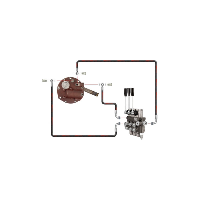 Novatoriška „Zetor 5211 7211“ hidraulinė sistema. 3 sekcijų hidraulinis skirstytuvas, pilnas siurblio dangtis su išorinio skirst