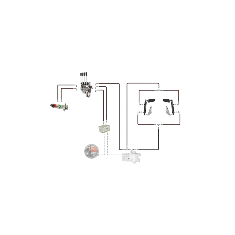 Hidrauliniai C-360 4 sek. skirstytuvo adapterio pakėlimo pagalbiniai cilindrai