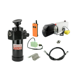 Savivarčio priekabos hidraulika. Vertimo komplektas: 24 V maitinimo šaltinis su belaidžiu valdymu + 1432 eigų pavara, keliamoji 