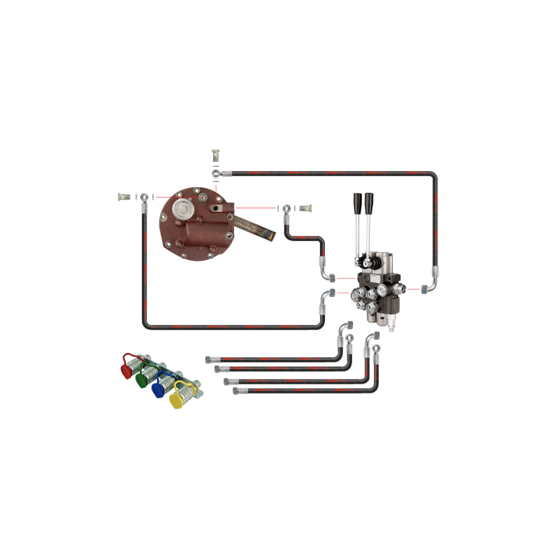 Novatoriška „Zetor 5211 7211“ hidraulinė sistema. Dviejų sekcijų hidraulinis skirstytuvas, pilnas siurblio dangtis su išorinio s