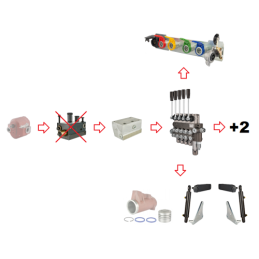 Hidrauliniai C-360 5 sekundžių skirstytuvo adapterio pakėlimo pagalbiniai cilindrai