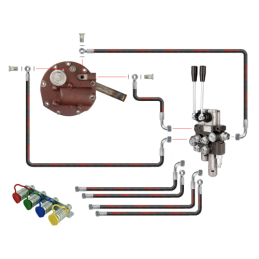 Novatoriška „Zetor 5211 7211“ hidraulinė sistema. Dviejų sekcijų hidraulinis skirstytuvas su plūduriuojančia sekcija, pilnas siu