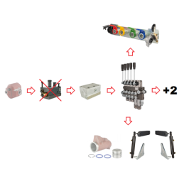 Hidrauliniai C-360 5 sekundžių skirstytuvo adapterio pakėlimo pagalbiniai cilindrai