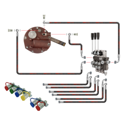 Novatoriška „Zetor 5211 7211“ hidraulinė sistema. 3 sekcijų hidraulinis skirstytuvas, pilnas siurblio dangtis su išorinio skirst