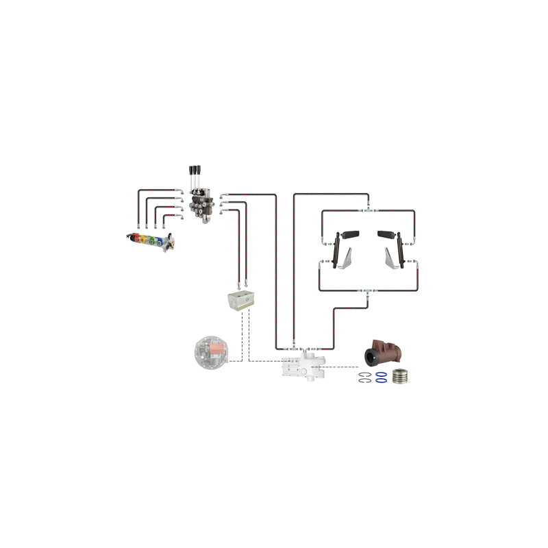 Hidraulikos C-360 3 sek. skirstytuvo adapterio pavaros ir kėlimo cilindras