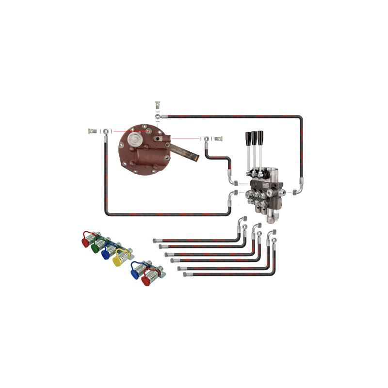 Novatoriška „Zetor 5211 7211“ hidraulinė sistema. 3 sekcijų hidraulinis skirstytuvas su plūduriuojančia sekcija, pilnas siurblio