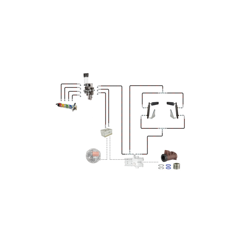 Hidraulikos C-360 3 sek. skirstytuvo adapterio pavaros ir kėlimo cilindras