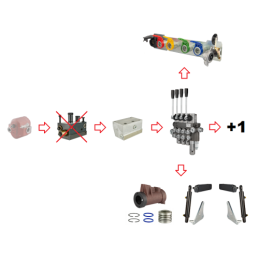 Hidraulikos C-360 4 sek. skirstytuvo adapterio pavaros ir kėlimo cilindras