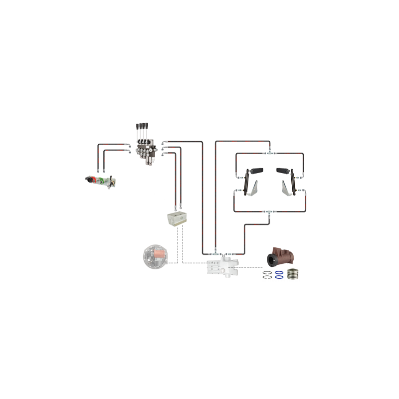 Hidraulikos C-360 4 sek. skirstytuvo adapterio pavaros ir kėlimo cilindras
