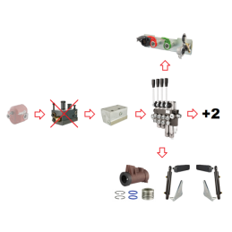 Hidraulikos C-360 4 sek. skirstytuvo adapterio pavaros ir kėlimo cilindras