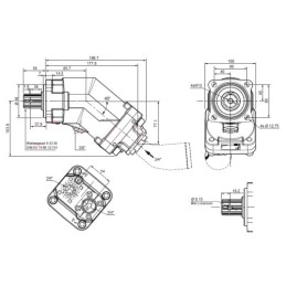 Hidraulinis siurblys, 7 stūmoklių, su įsiurbimo anga XPi 25 0523800, įstrižas, 1 srovės, 25 cm3, dvikryptis, komplekte su adapte
