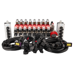 8 sekcijų 12 V hidraulinis skirstytuvas, Cetop 3 NG6 tipo, su proporciniu srauto reguliatoriumi, komplektuojamas su dviem „Hydro