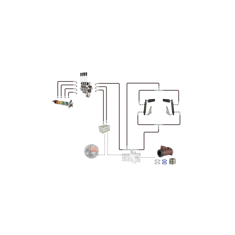 Hidraulikos C-360 4 sek. skirstytuvo adapterio pavaros ir kėlimo cilindras