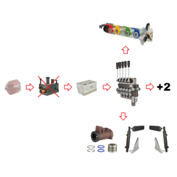 Hidraulikos C-360 5 sek. skirstytuvo adapterio pavaros ir kėlimo cilindras